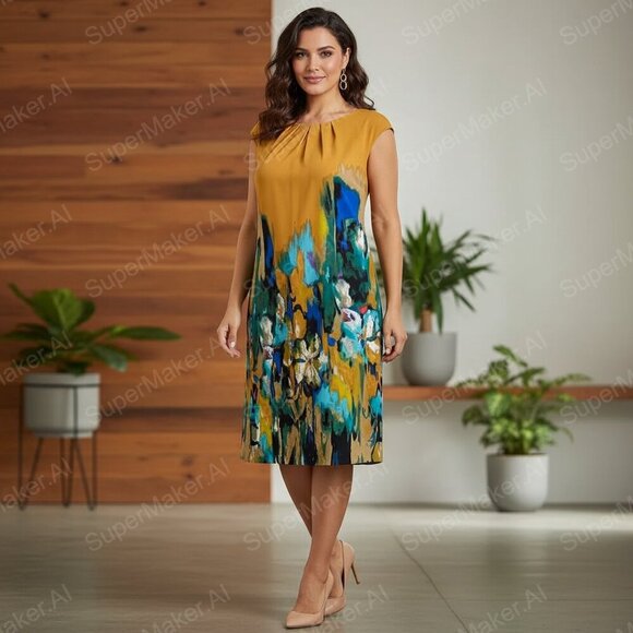 ILE New York women’s print shift dress size 14 - Picture 1 of 12